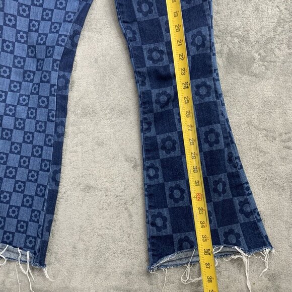 Jaded London Jeans Womens 25x26” Skinny Flare Retro Print Checkered Floral Denim - Picture 4 of 16